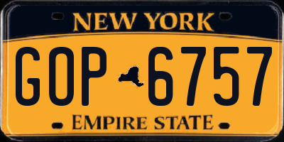 NY license plate GOP6757