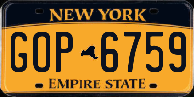 NY license plate GOP6759