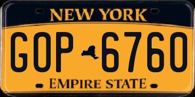 NY license plate GOP6760
