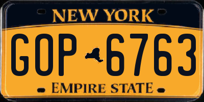 NY license plate GOP6763