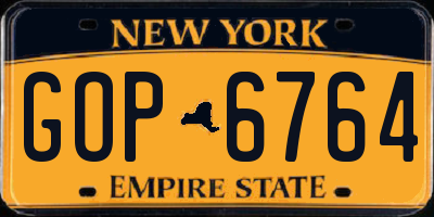NY license plate GOP6764