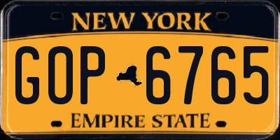 NY license plate GOP6765