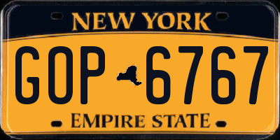 NY license plate GOP6767