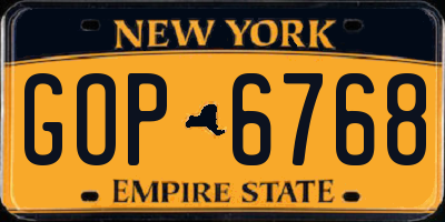 NY license plate GOP6768