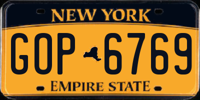 NY license plate GOP6769