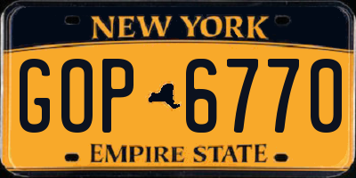 NY license plate GOP6770