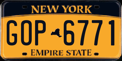 NY license plate GOP6771
