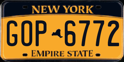 NY license plate GOP6772