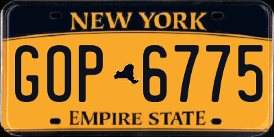 NY license plate GOP6775