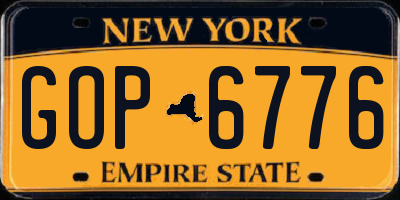 NY license plate GOP6776