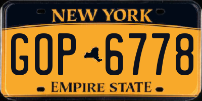 NY license plate GOP6778