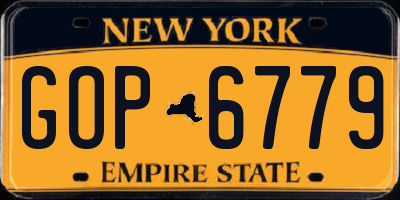 NY license plate GOP6779