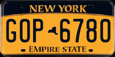 NY license plate GOP6780