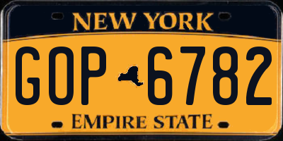 NY license plate GOP6782