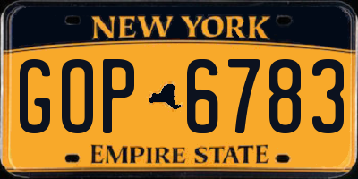 NY license plate GOP6783