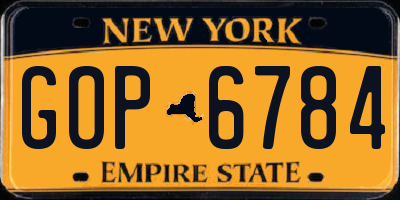 NY license plate GOP6784