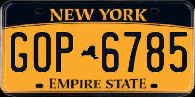 NY license plate GOP6785