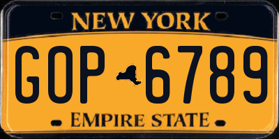 NY license plate GOP6789