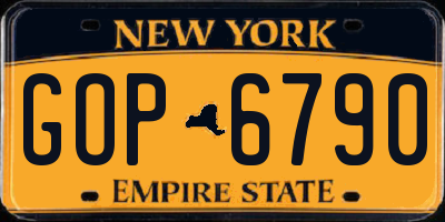 NY license plate GOP6790