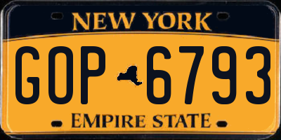 NY license plate GOP6793