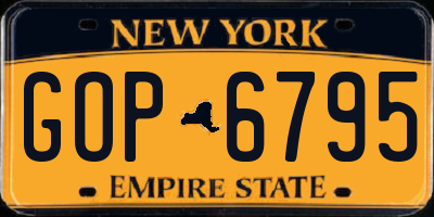 NY license plate GOP6795