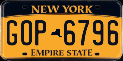 NY license plate GOP6796