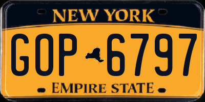 NY license plate GOP6797