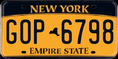 NY license plate GOP6798