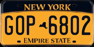 NY license plate GOP6802