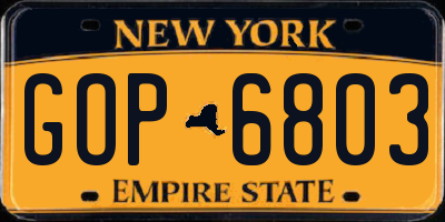 NY license plate GOP6803