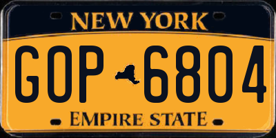 NY license plate GOP6804