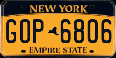 NY license plate GOP6806