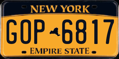 NY license plate GOP6817