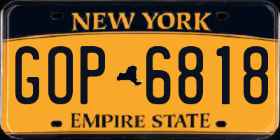 NY license plate GOP6818