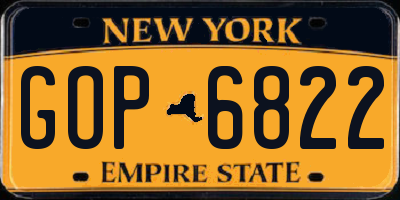 NY license plate GOP6822