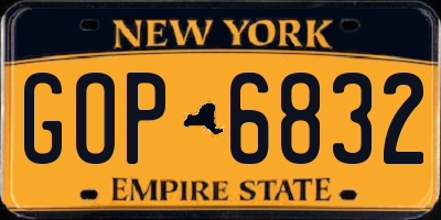 NY license plate GOP6832
