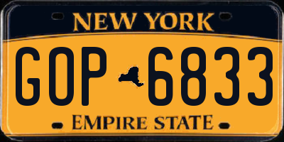 NY license plate GOP6833