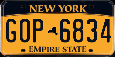 NY license plate GOP6834