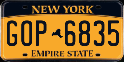 NY license plate GOP6835