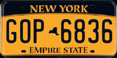 NY license plate GOP6836