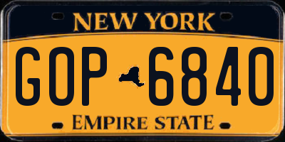 NY license plate GOP6840