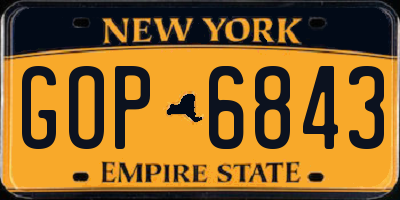 NY license plate GOP6843