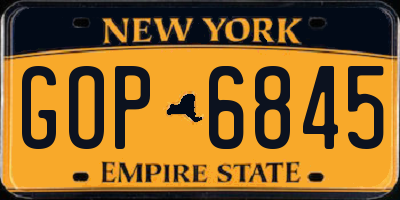 NY license plate GOP6845