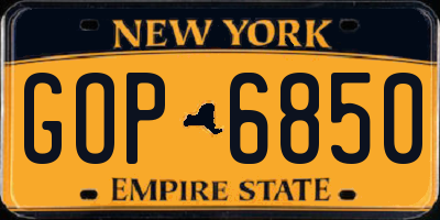 NY license plate GOP6850