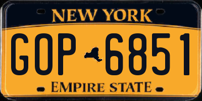 NY license plate GOP6851