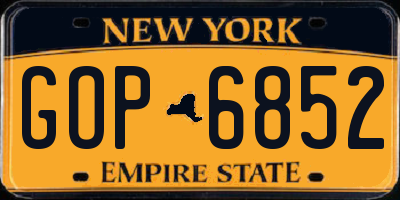 NY license plate GOP6852