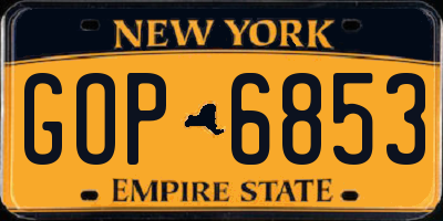 NY license plate GOP6853