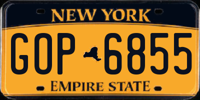 NY license plate GOP6855