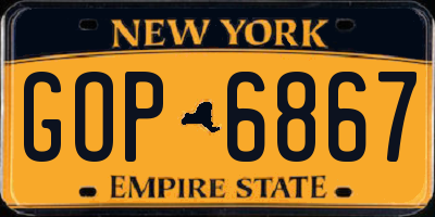 NY license plate GOP6867