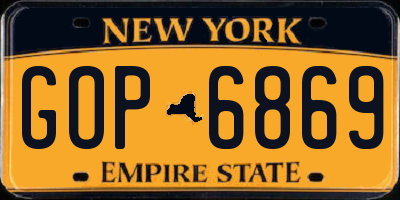 NY license plate GOP6869